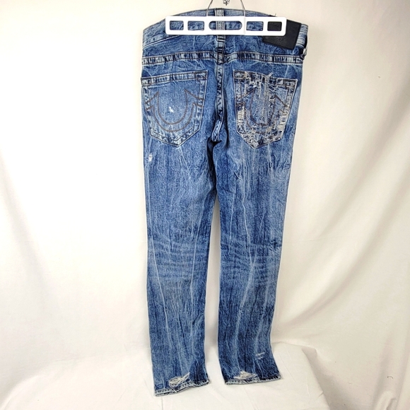True Religion Mens Rocco Jeans Relaxed Skinny Distressed Size 29 - Picture 4 of 16